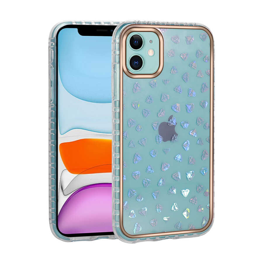iPhone 11 Uyumlu Desenli Parlayan Transparan NXXA Avva Kapak-NO10