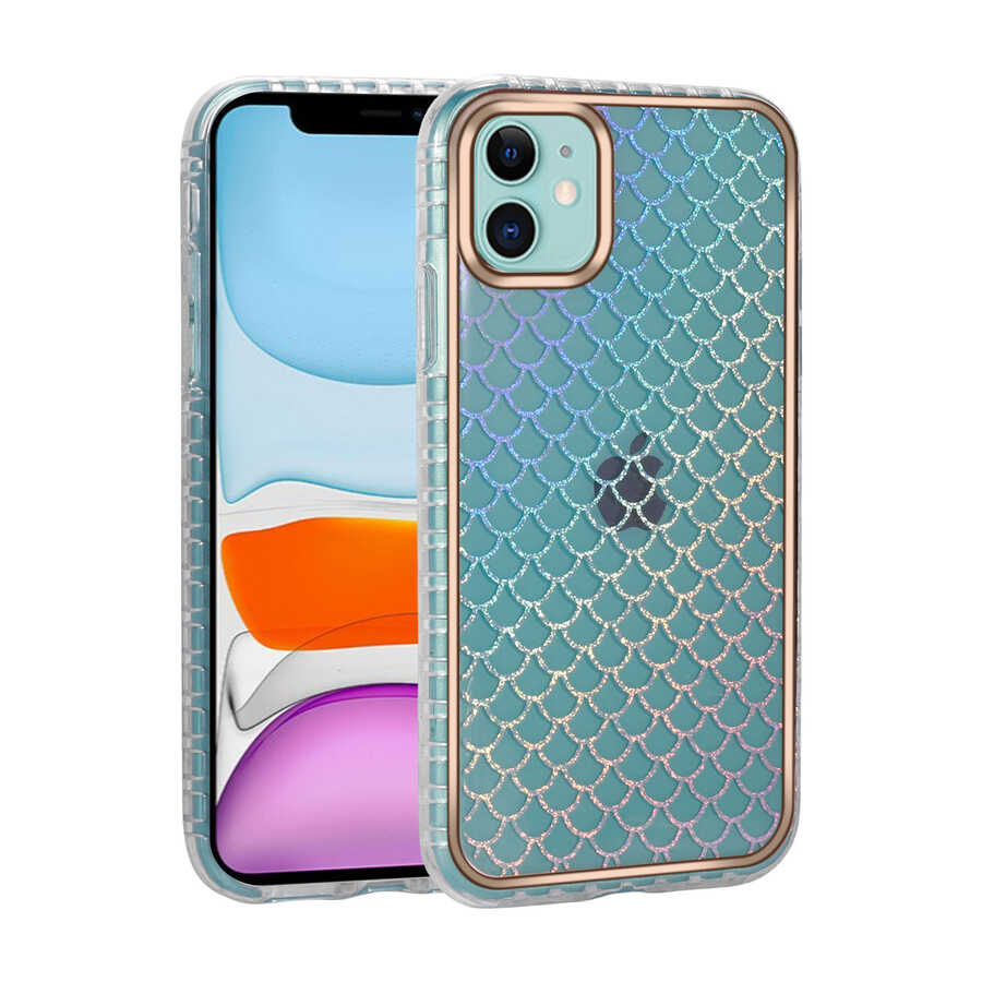 iPhone 11 Uyumlu Desenli Parlayan Transparan NXXA Avva Kapak-NO9