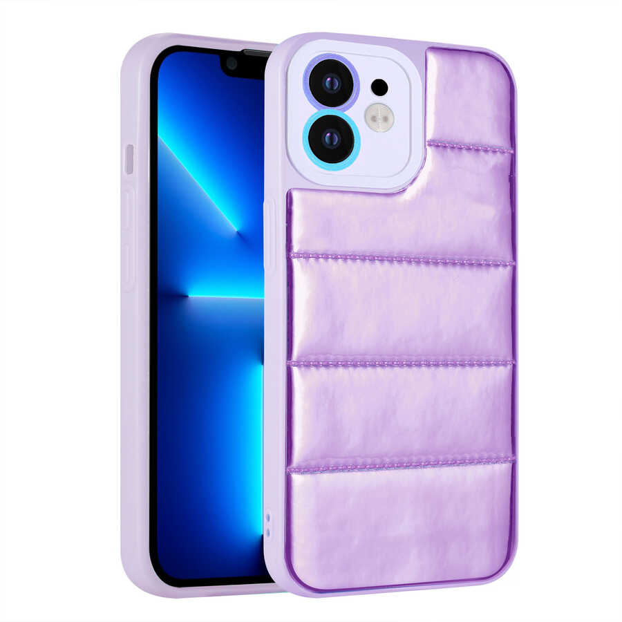 iPhone 11 Uyumlu Kamera Korumalı Airbagli Renkli NXXA Seksek Kapak-Mor