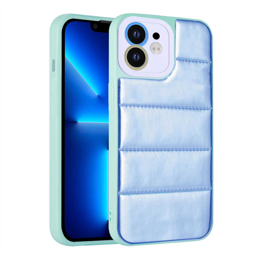 iPhone 11 Uyumlu Kamera Korumalı Airbagli Renkli NXXA Seksek Kapak-Mavi