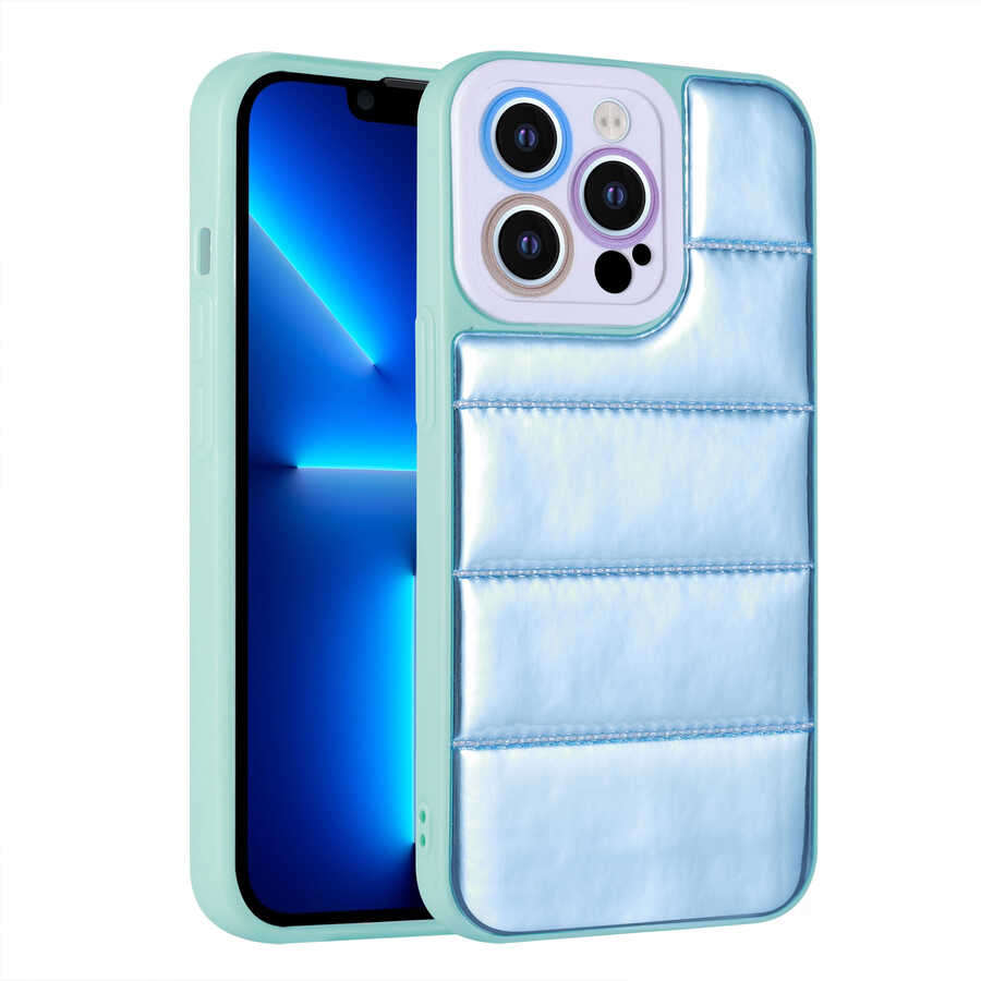 iPhone 13 Pro Kılıf Kamera Korumalı Airbagli Renkli NXXA Seksek Kapak-Mavi