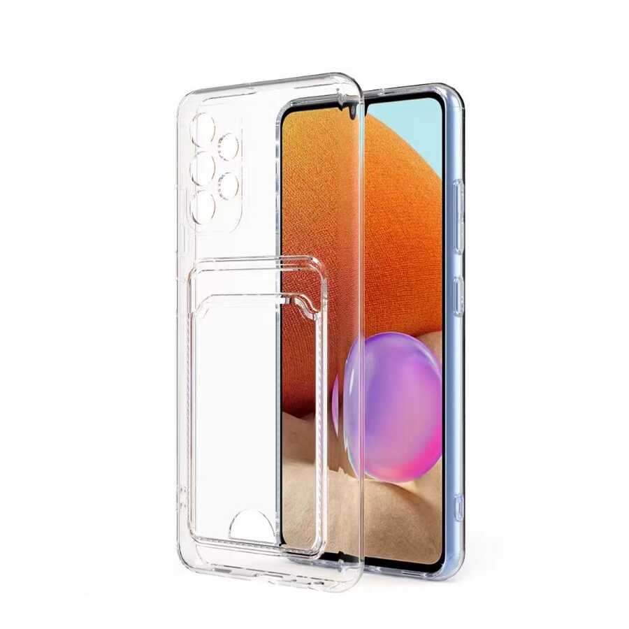 Galaxy A13 4G Kılıf Kartlıklı Şeffaf NXXA Setra Clear Silikon Kapak-Renksiz