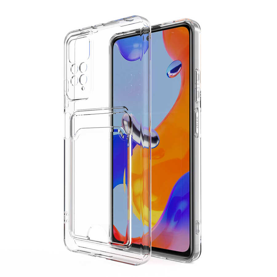 Xiaomi Redmi Note 11S Global Kılıf Kartlıklı Şeffaf NXXA Setra Clear Silikon Kapak-Renksiz