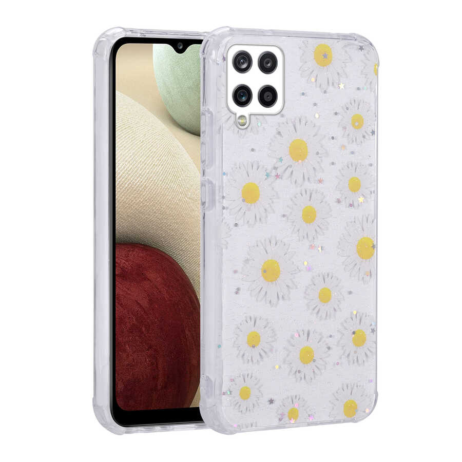 Galaxy M33 Kılıf Simli Desenli Kamera Korumalı Parlak NXXA Popy Kapak-Papatya