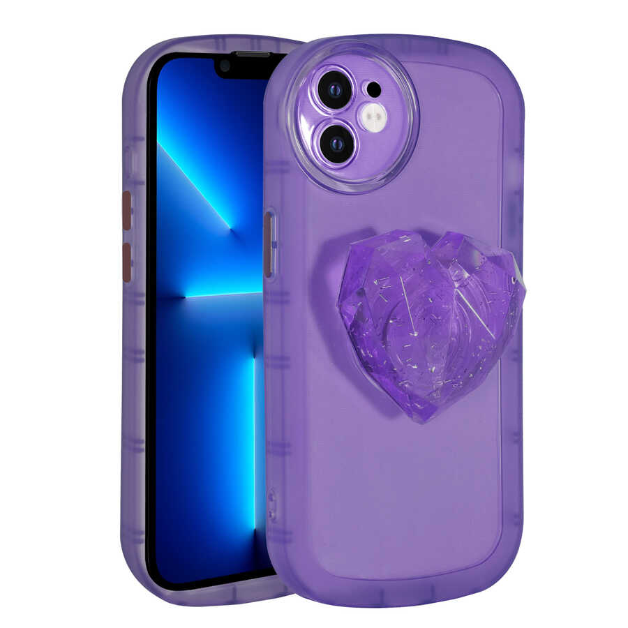 iPhone 11 Uyumlu Kamera Korumalı Pop Soketli Renkli NXXA Ofro Kapak-Mor
