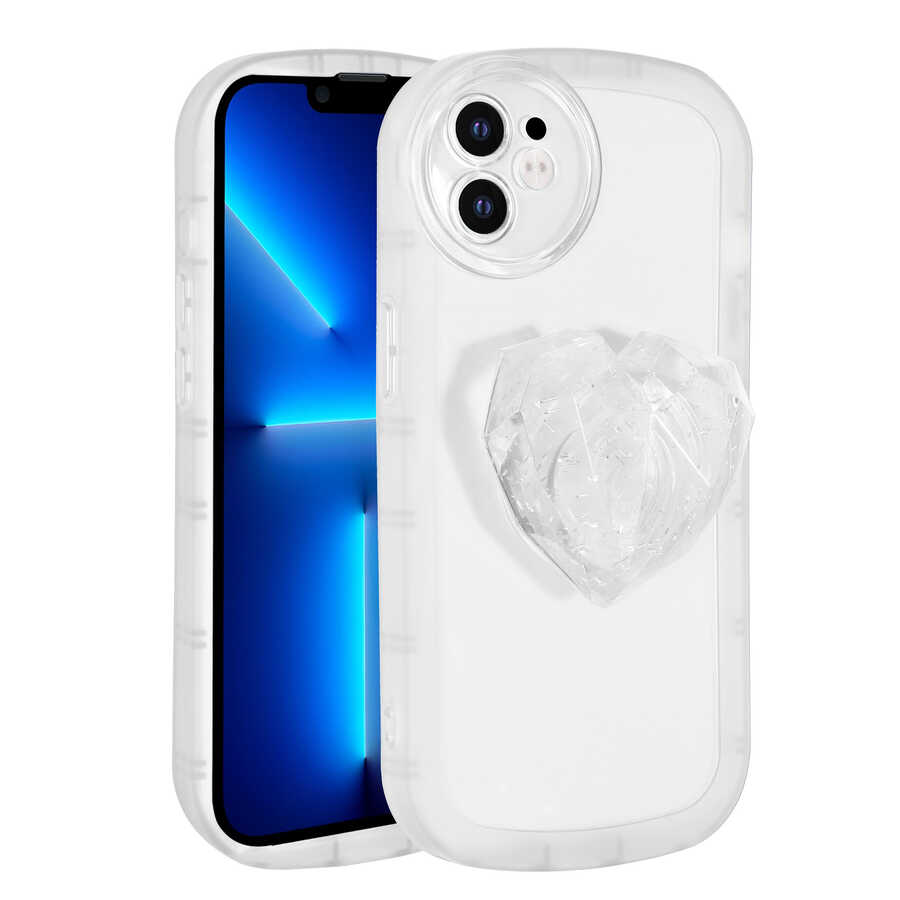 iPhone 12 Uyumlu Kamera Korumalı Pop Soketli Renkli NXXA Ofro Kapak-Beyaz