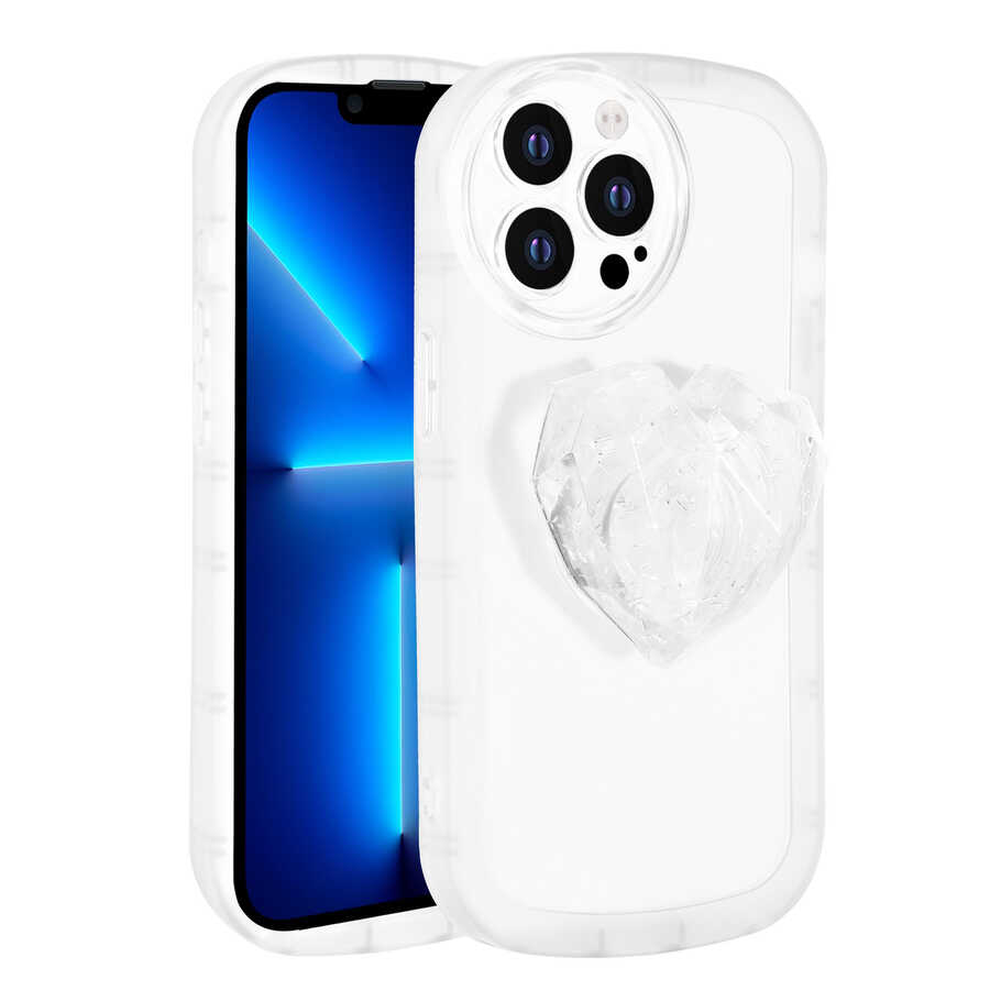 iPhone 13 Pro Kılıf Kamera Korumalı Pop Soketli Renkli NXXA Ofro Kapak-Beyaz