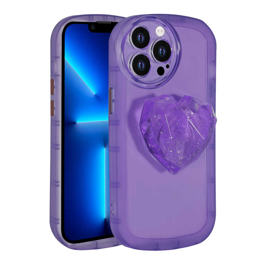iPhone 13 Pro Max Uyumlu Kamera Korumalı Pop Soketli Renkli NXXA Ofro Kapak-Mor