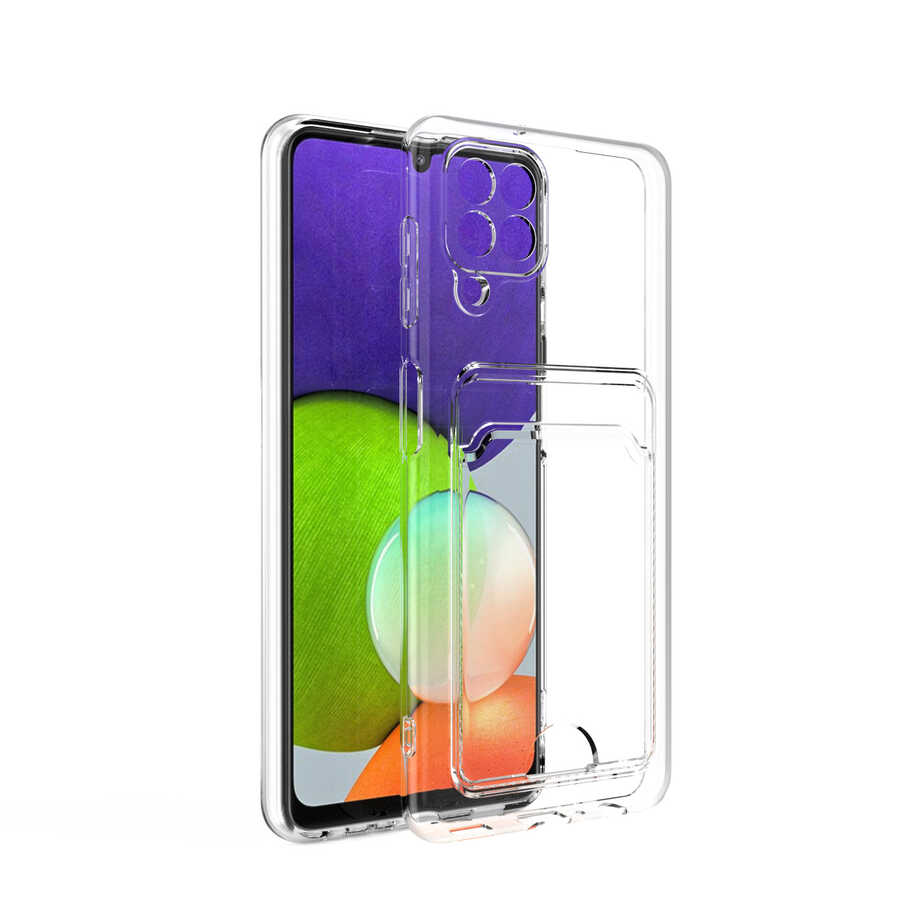 Galaxy M32 Kılıf Kartlıklı Şeffaf NXXA Setra Clear Silikon Kapak-Renksiz