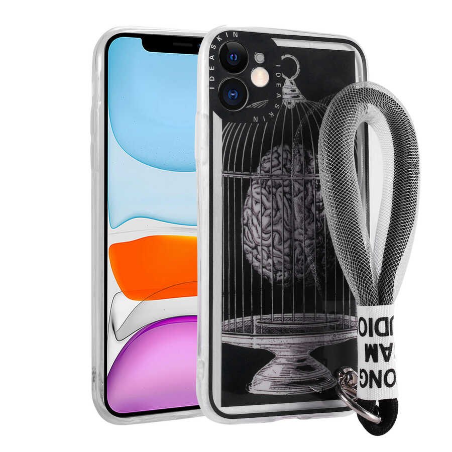 iPhone 11 Uyumlu Desenli El Askılı İpli NXXA Astana Silikon Kapak-Kafes