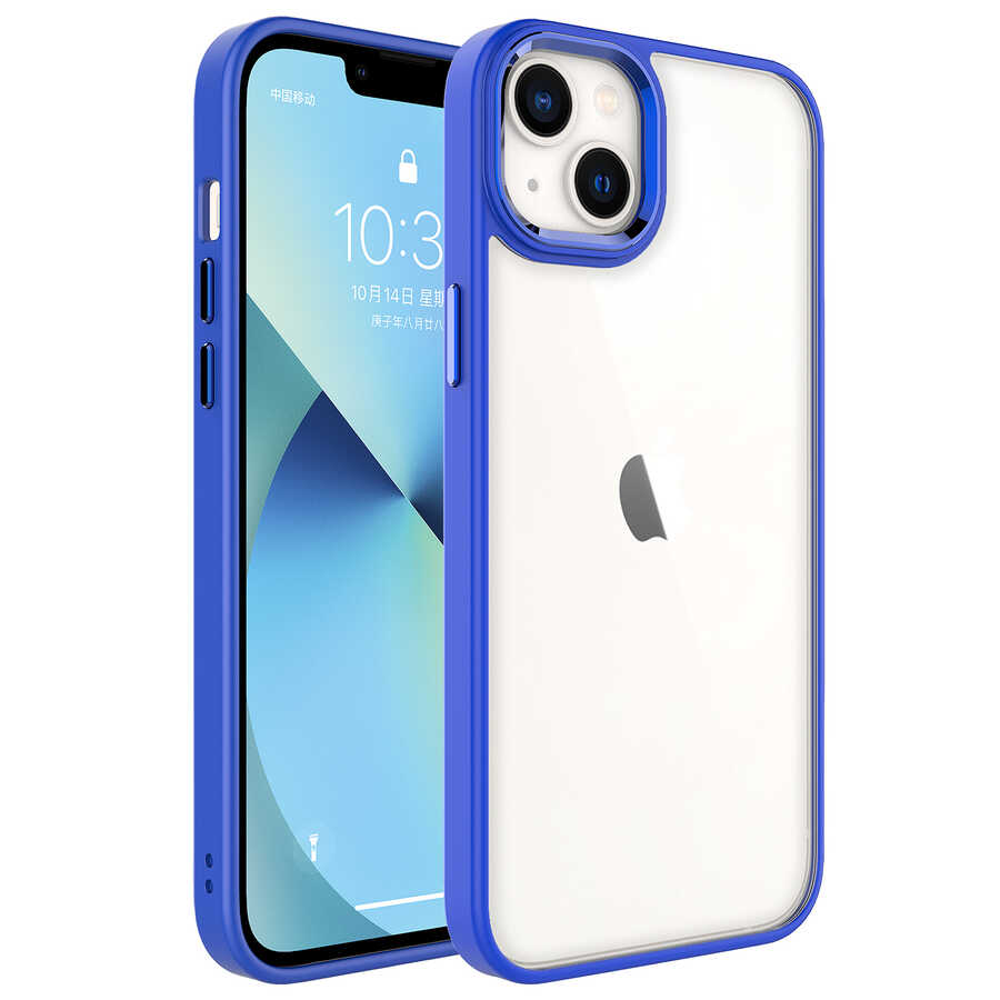 iPhone 14 Uyumlu NXXA Krom Kapak-Lacivert