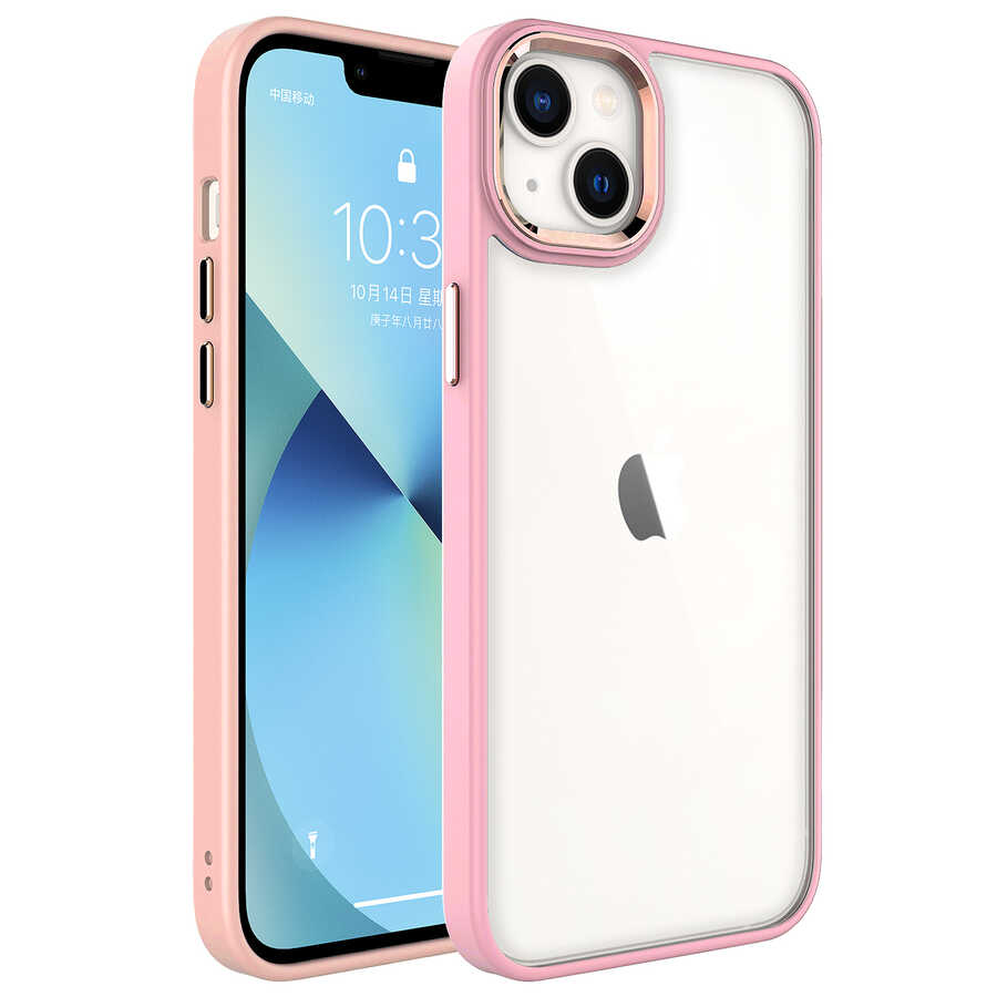 iPhone 14 Uyumlu NXXA Krom Kapak-Pembe Açık