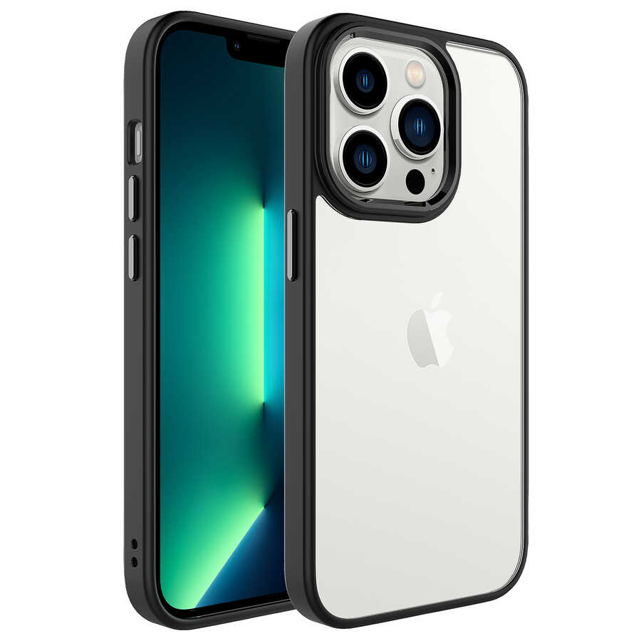 iPhone 14 Pro Uyumlu NXXA Krom Kapak-Siyah
