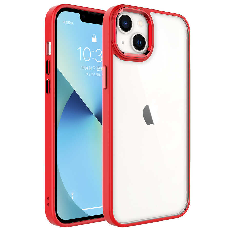 iPhone 14 Plus Kılıf NXXA Krom Kapak-Kırmızı