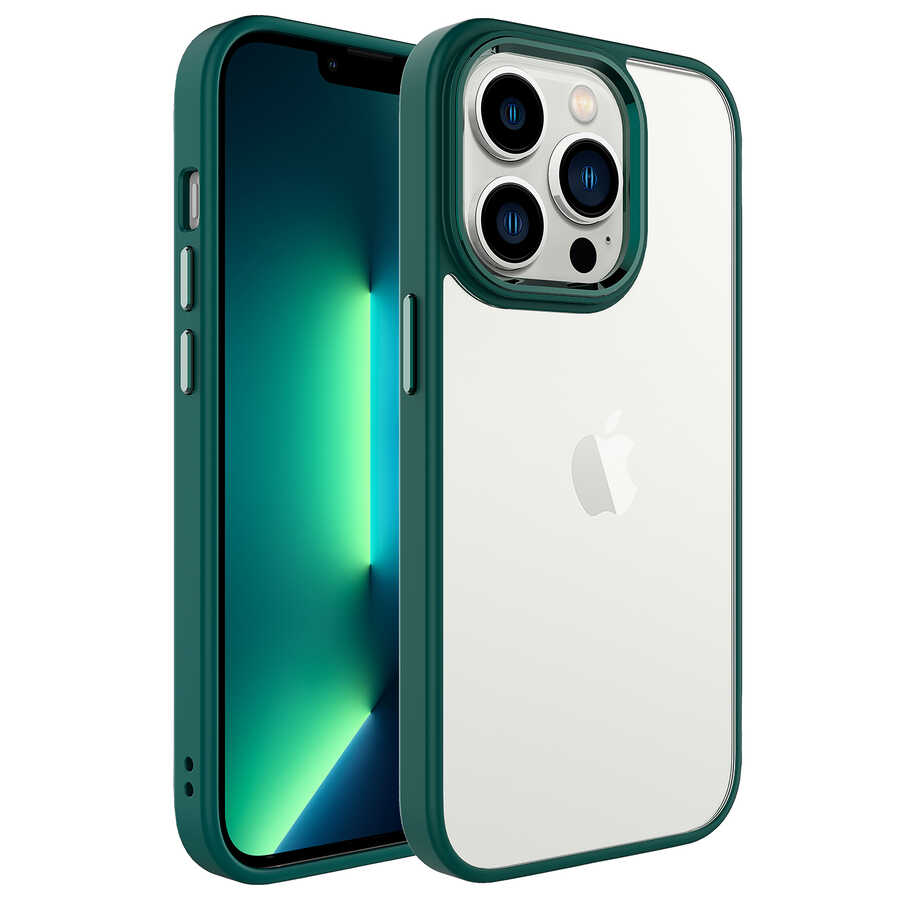 iPhone 14 Pro Max Uyumlu NXXA Krom Kapak-Koyu Yeşil