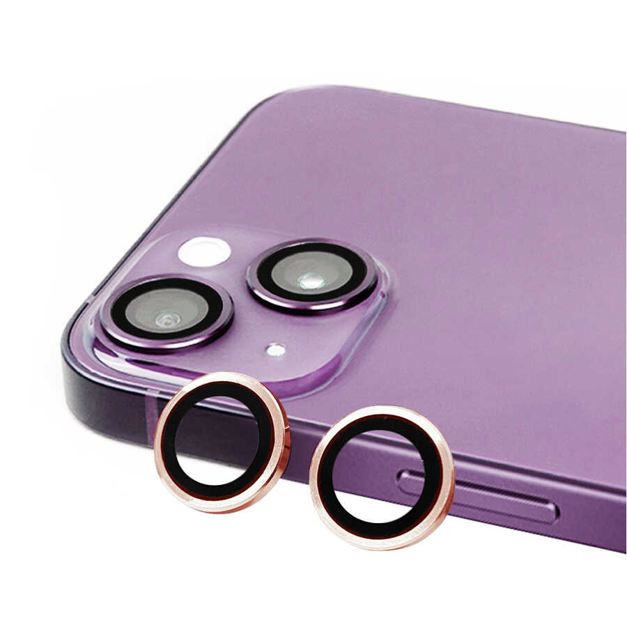 iPhone 14 Uyumlu NXXA CL-07 Kamera Lens Koruyucu-Rose Gold