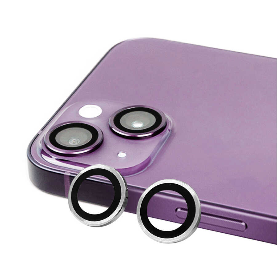 iPhone 14 Uyumlu NXXA CL-07 Kamera Lens Koruyucu-Gümüş