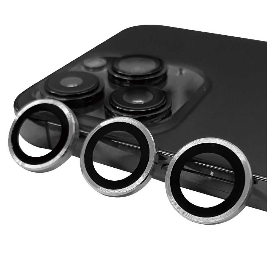 iPhone 14 Pro Uyumlu NXXA CL-07 Kamera Lens Koruyucu-Gümüş
