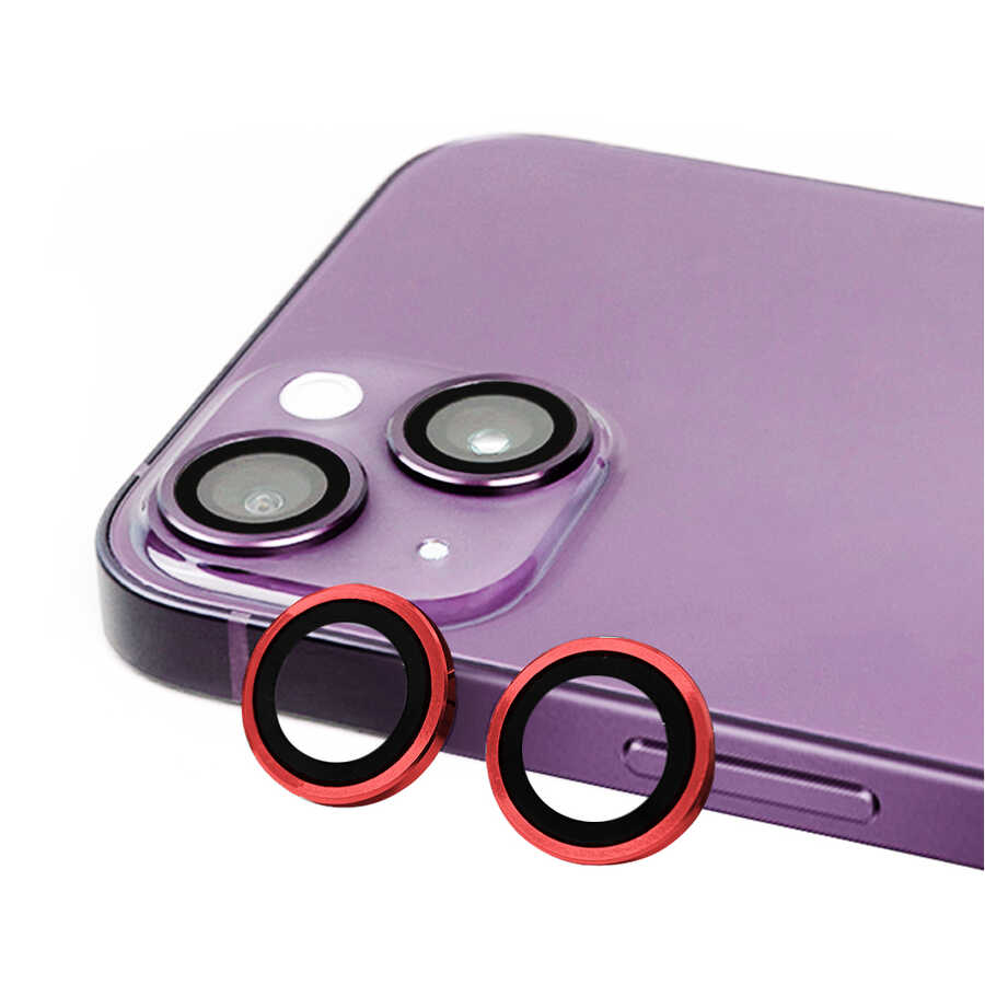 iPhone 14 Plus Uyumlu NXXA CL-07 Kamera Lens Koruyucu-Kırmızı