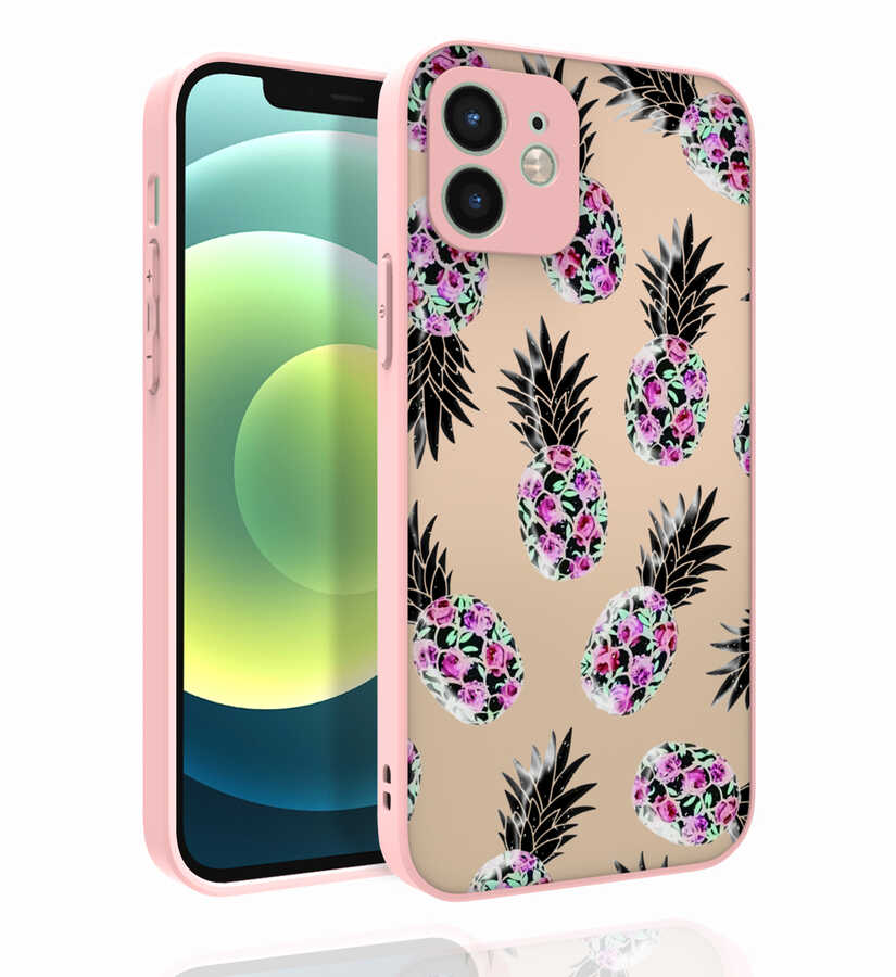 iPhone 12 Kılıf Desenli Kamera Korumalı Parlak NXXA Nora Kapak-NO1