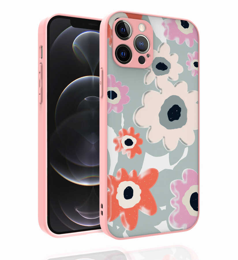 iPhone 12 Pro Uyumlu Desenli Kamera Korumalı Parlak NXXA Nora Kapak-NO5