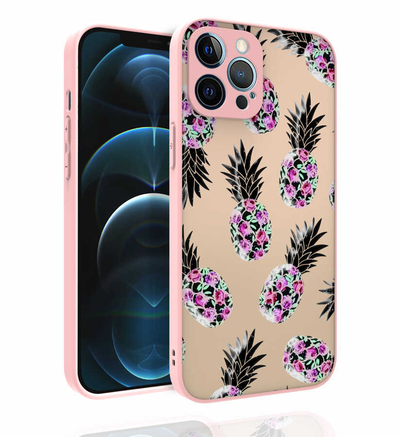 iPhone 12 Pro Max Kılıf Desenli Kamera Korumalı Parlak NXXA Nora Kapak-NO1