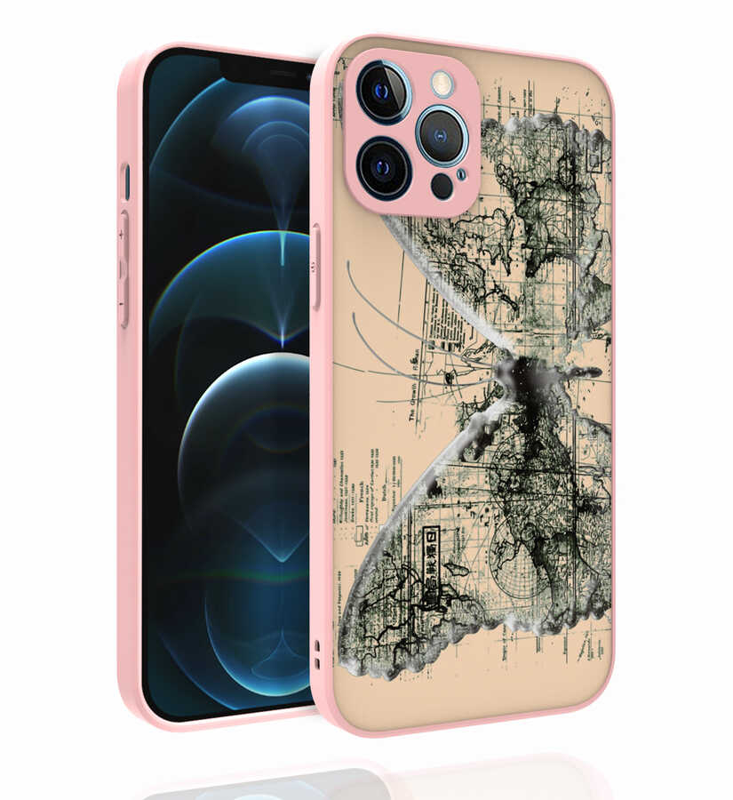 iPhone 12 Pro Max Kılıf Desenli Kamera Korumalı Parlak NXXA Nora Kapak-NO4