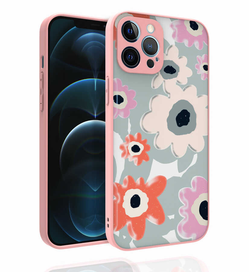iPhone 12 Pro Max Uyumlu Desenli Kamera Korumalı Parlak NXXA Nora Kapak-NO5
