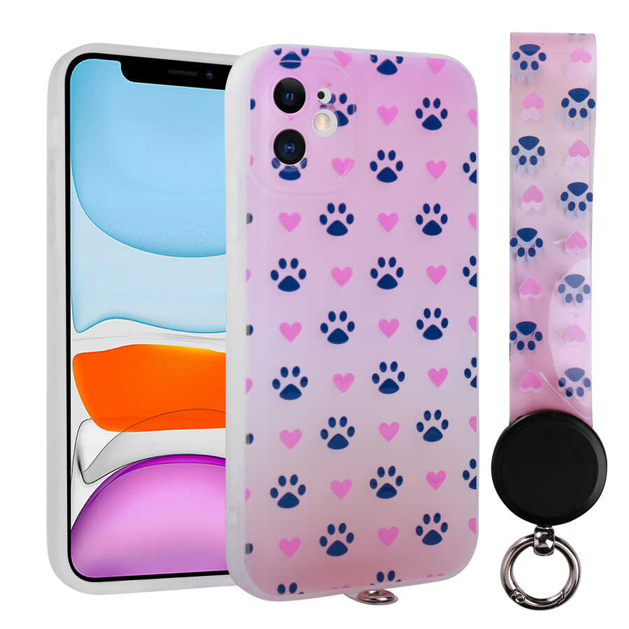 iPhone 11 Uyumlu Desenli El Askılı İpli NXXA Arte Silikon Kapak-NO1