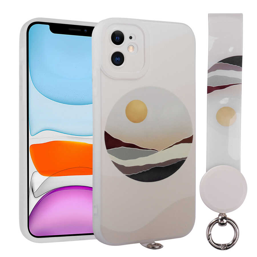iPhone 11 Uyumlu Desenli El Askılı İpli NXXA Arte Silikon Kapak-NO2