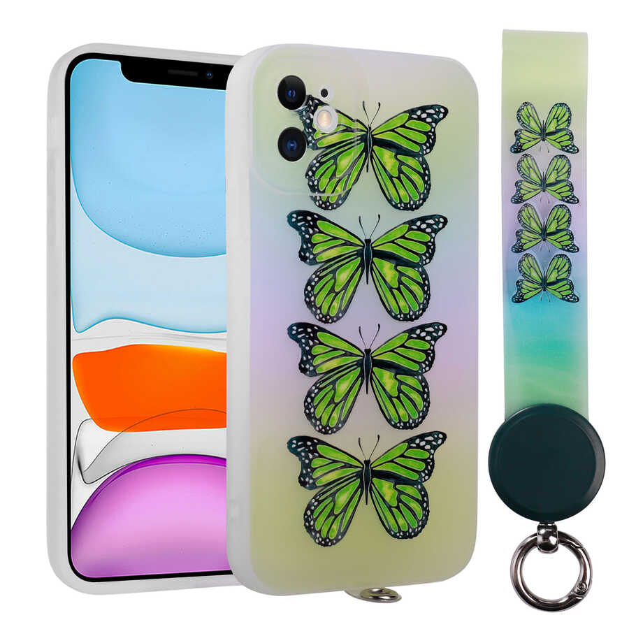 iPhone 11 Uyumlu Desenli El Askılı İpli NXXA Arte Silikon Kapak-NO4