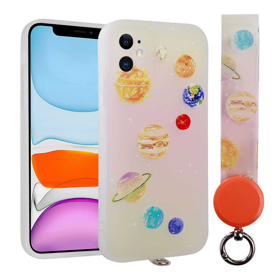iPhone 11 Uyumlu Desenli El Askılı İpli NXXA Arte Silikon Kapak-NO5
