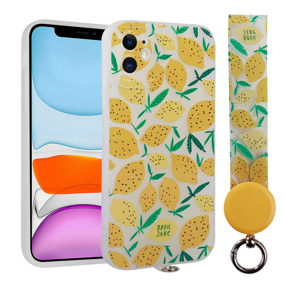 iPhone 11 Uyumlu Desenli El Askılı İpli NXXA Arte Silikon Kapak-NO7