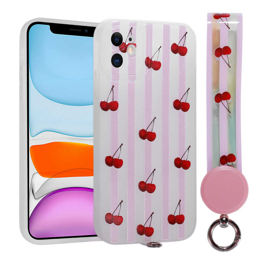 Apple iPhone 11 Kılıf Desenli El Askılı İpli NXXA Arte Silikon Kapak-NO9