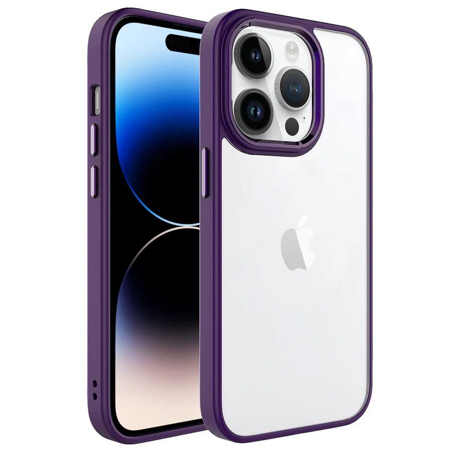 iPhone 14 Pro Uyumlu NXXA Krom Kapak-Derin Mor