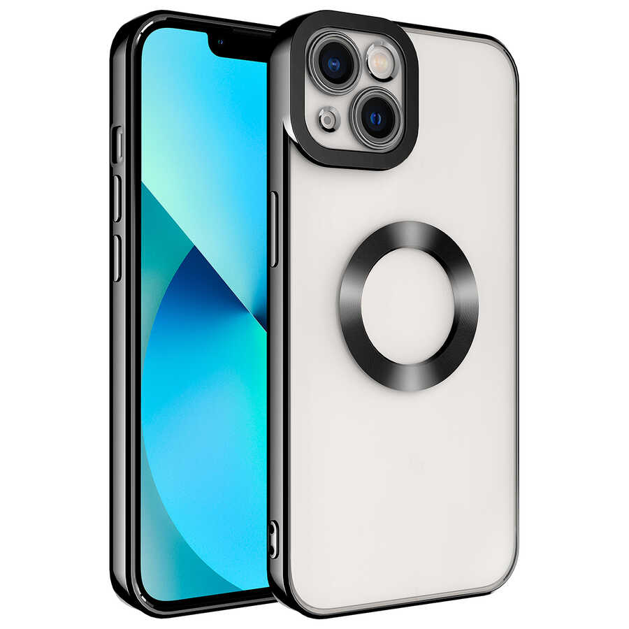 iPhone 14 Plus Uyumlu Kamera Korumalı Logo Gösteren NXXA Omega Kapak-Siyah