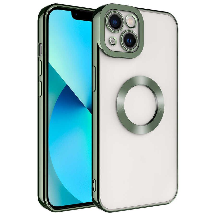 Apple iPhone 14 Plus Kılıf Kamera Korumalı Logo Gösteren NXXA Omega Kapak-Yeşil