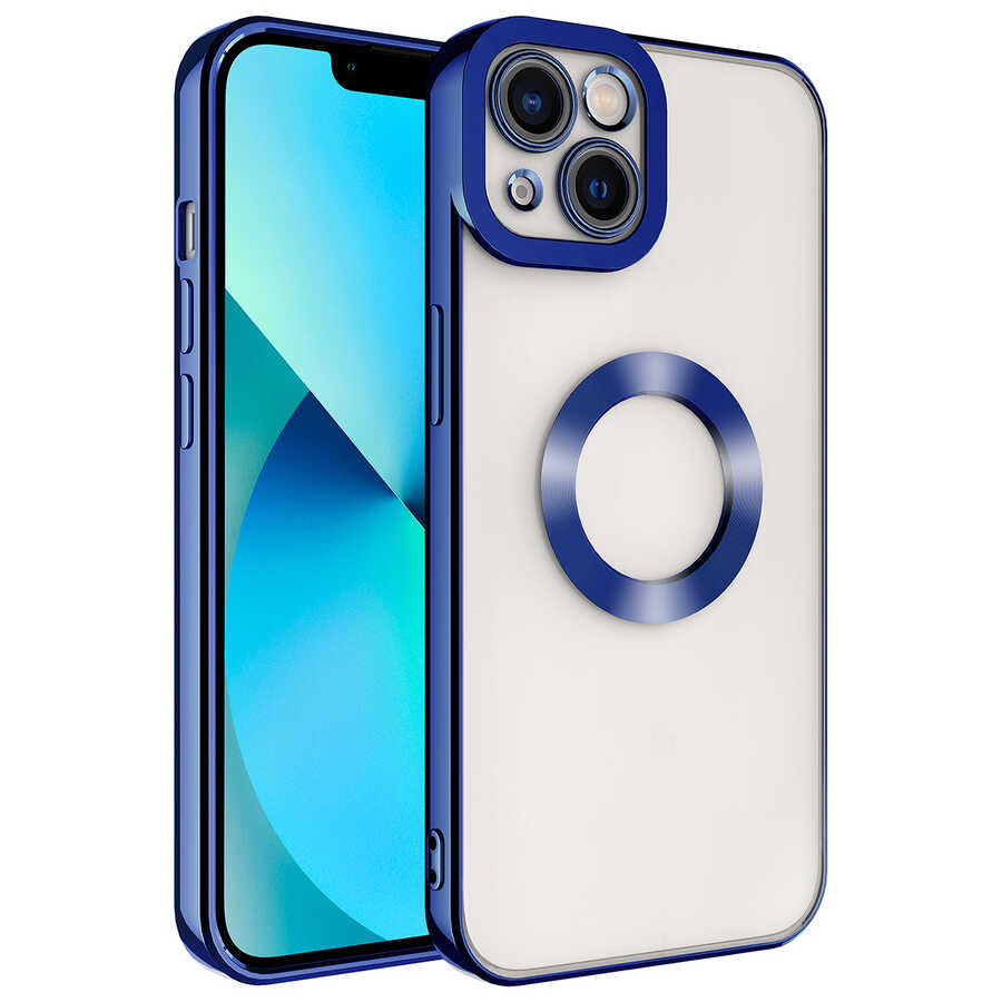 Apple iPhone 14 Plus Kılıf Kamera Korumalı Logo Gösteren NXXA Omega Kapak-Mavi