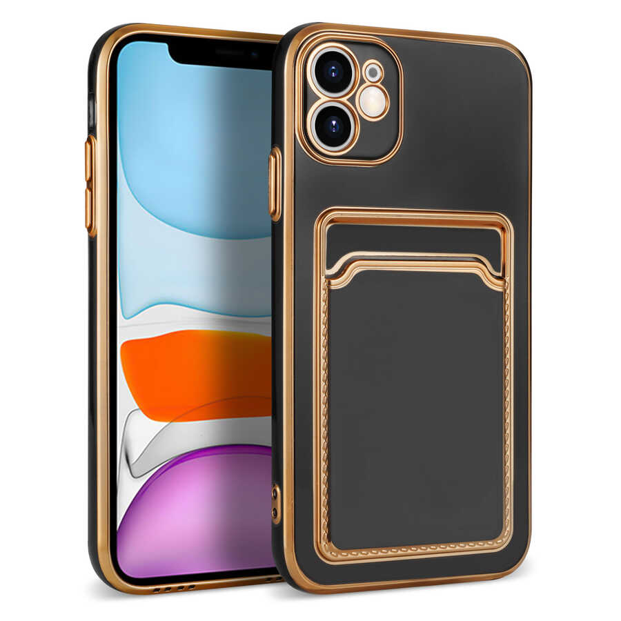 iPhone 11 Uyumlu NXXA Bark Kartlıklı Kapak-Siyah