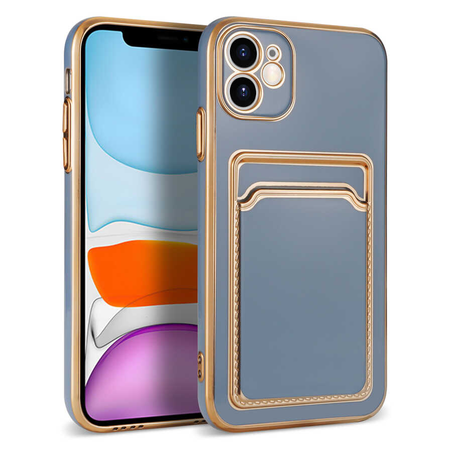 iPhone 12 Uyumlu NXXA Bark Kartlıklı Kapak-Mavi