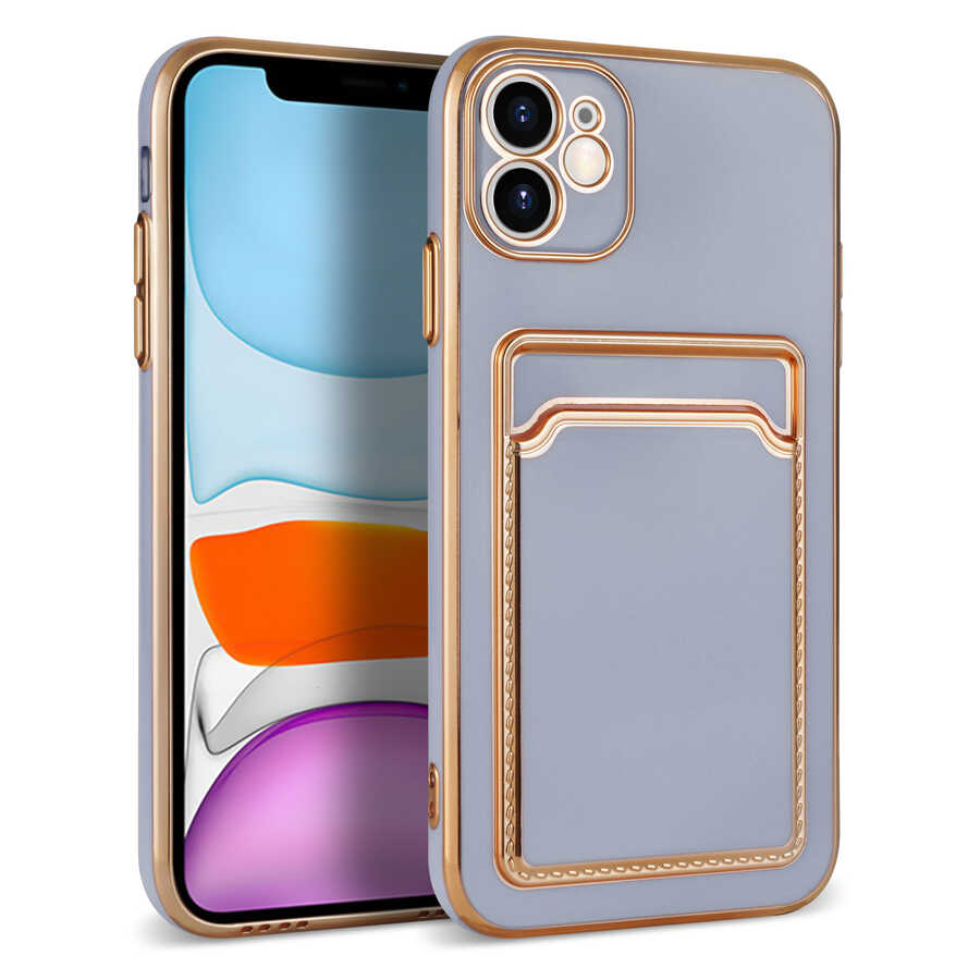 Apple iPhone 12 Kılıf NXXA Bark Kartlıklı Kapak-Lila