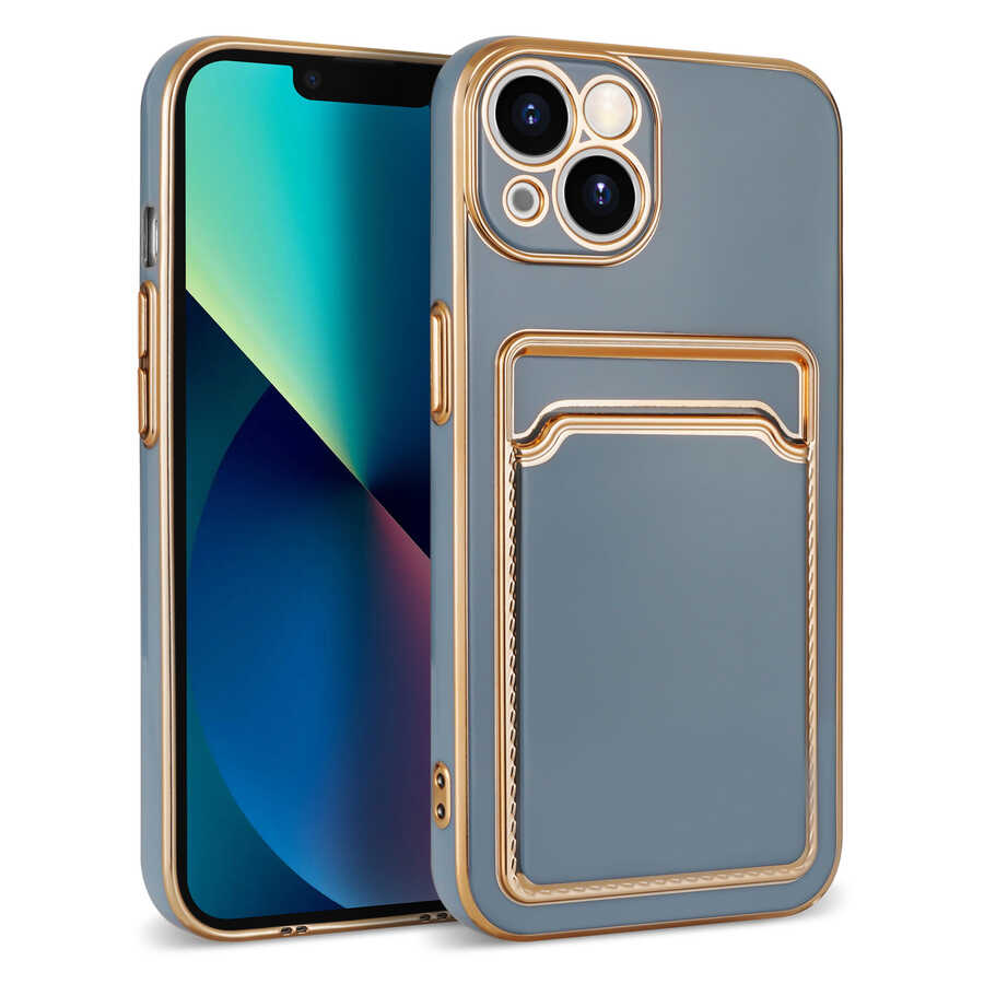 iPhone 13 Uyumlu NXXA Bark Kartlıklı Kapak-Mavi