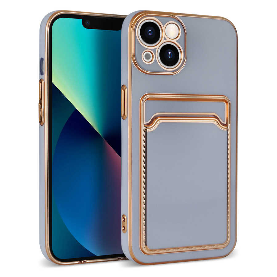 Apple iPhone 13 Kılıf NXXA Bark Kartlıklı Kapak-Lila