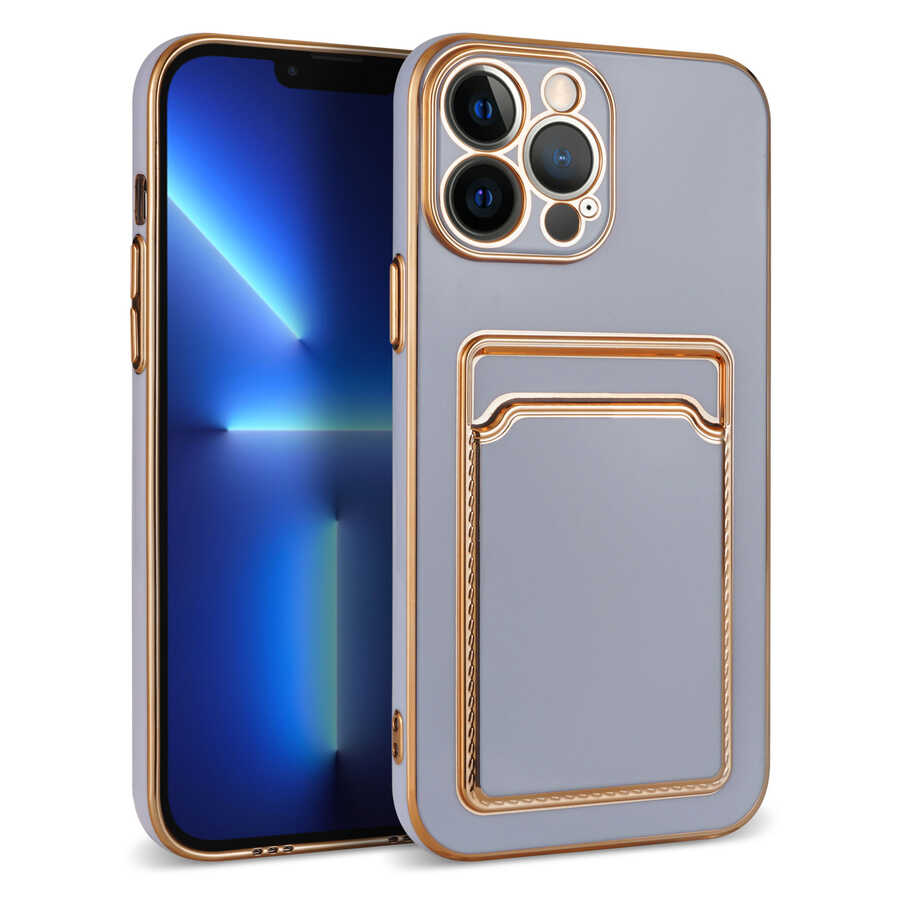iPhone 13 Pro Max Uyumlu NXXA Bark Kartlıklı Kapak-Lila
