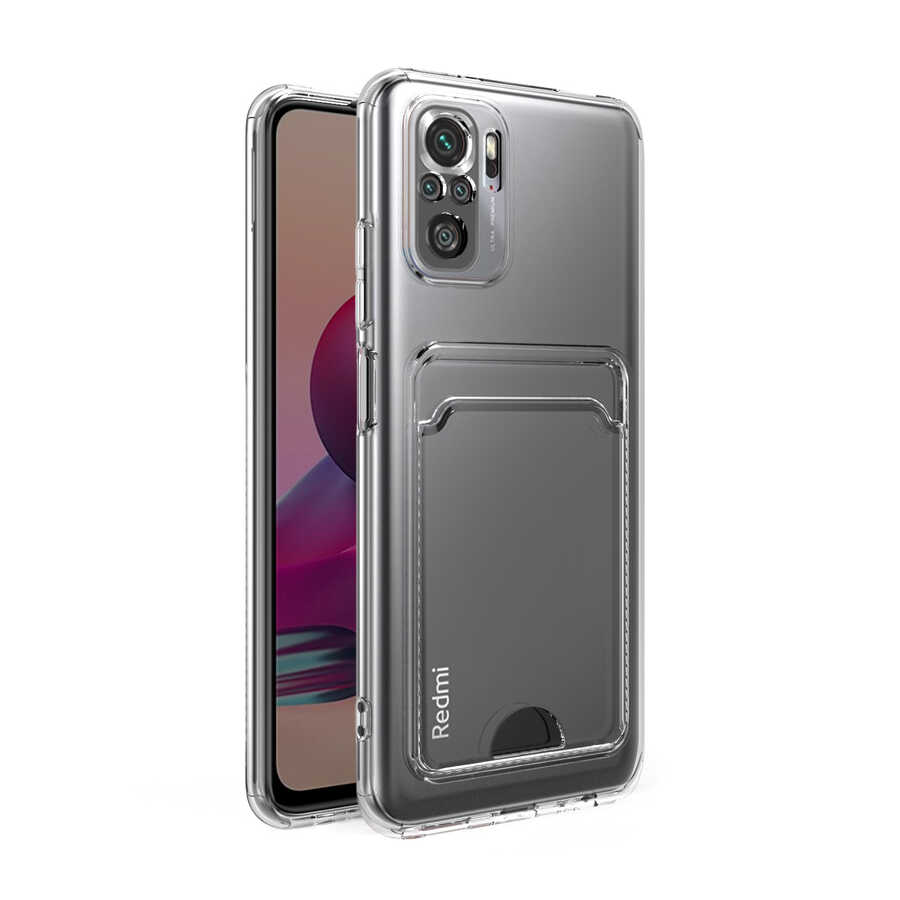 Xiaomi Poco M5S Kılıf Kartlıklı Şeffaf NXXA Setra Clear Silikon Kapak-Renksiz