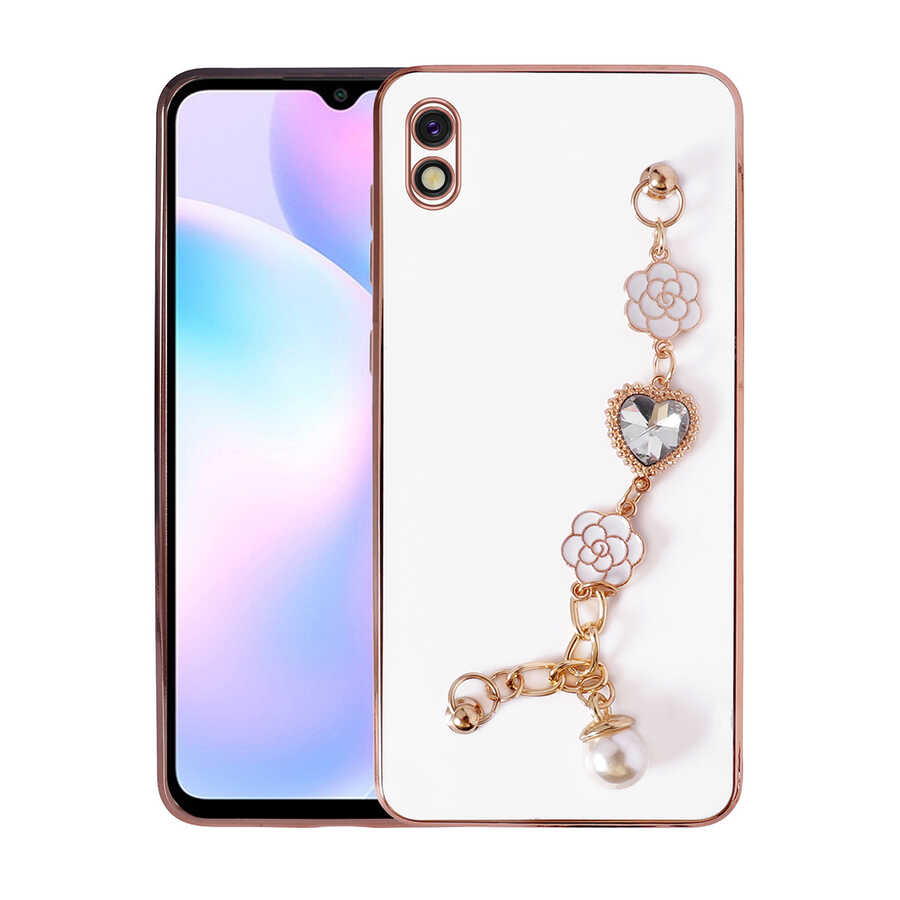 Xiaomi Redmi 9A Kılıf El Tutamaçlı Kamera Korumalı NXXA Taka Silikon Kapak-Beyaz