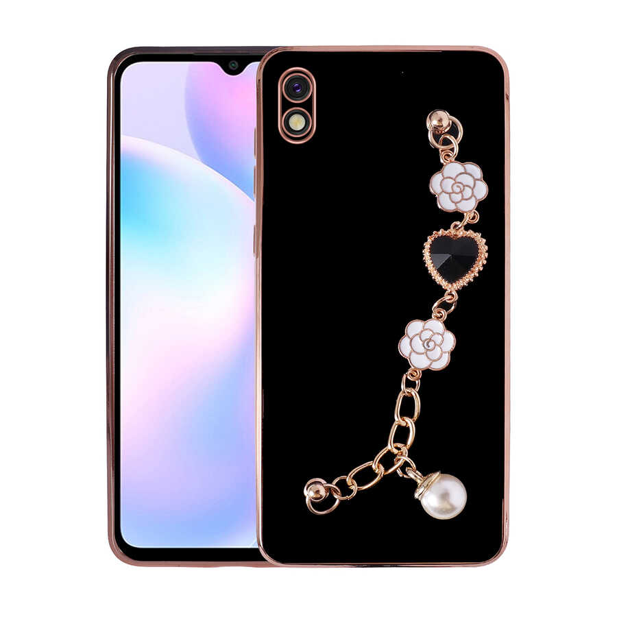 Xiaomi Redmi 9A Kılıf El Tutamaçlı Kamera Korumalı NXXA Taka Silikon Kapak-Siyah