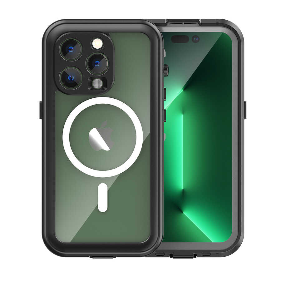 iPhone 14 Pro Uyumlu 1-1 Su Geçirmez Kılıf-Siyah