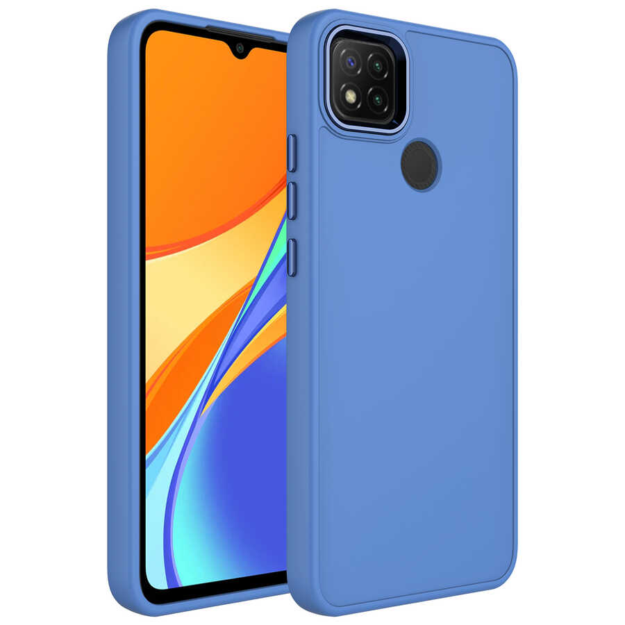Xiaomi Redmi 9C Kılıf Metal Çerçeve ve Buton Tasarımlı Silikon NXXA Luna Kapak-Lavendery Gray