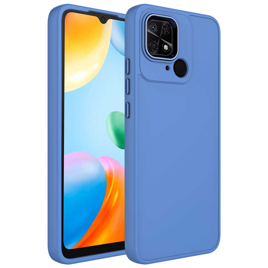 Xiaomi Redmi 10C Kılıf Metal Çerçeve ve Buton Tasarımlı Silikon NXXA Luna Kapak-Lavendery Gray